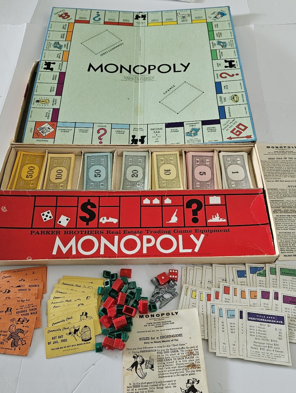 Vintage 1961 Monopoly Real Estate Trading Game by Parker Brothers. All original